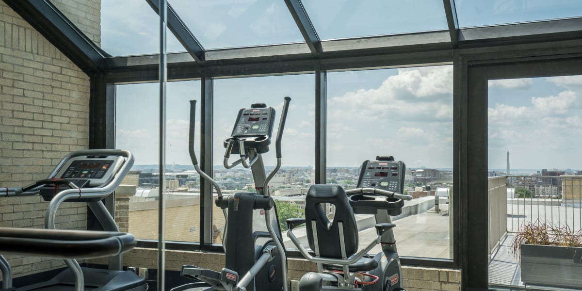 Beautiful view from the fitness cardio area at The Envoy Apartments in Washington, District of Columbia