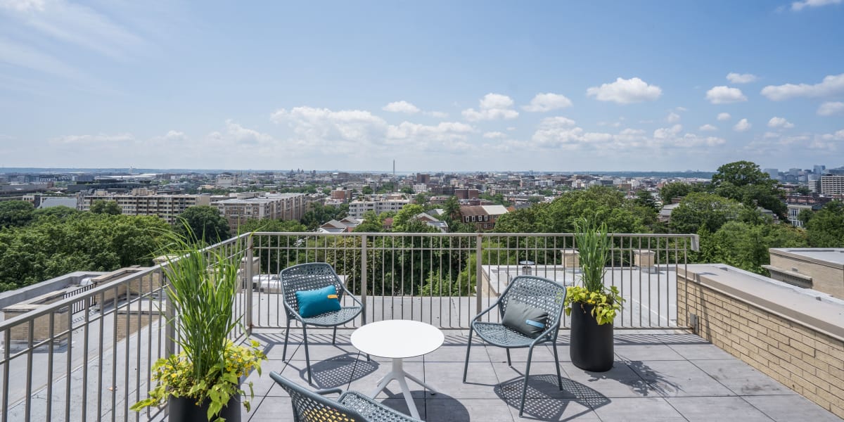 Amazing views from the rooftop patio area at The Envoy Apartments in Washington, District of Columbia