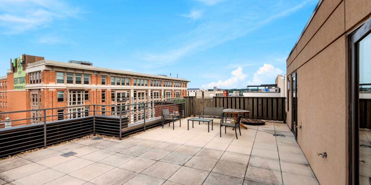 Very spacious rooftop patio area for resident to hang out on at Griffin Apartments in Washington, District of Columbia