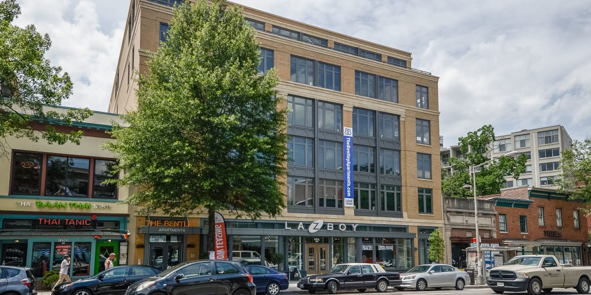 Exterior photo of the building at The Bentley Apartments in Washington, District of Columbia