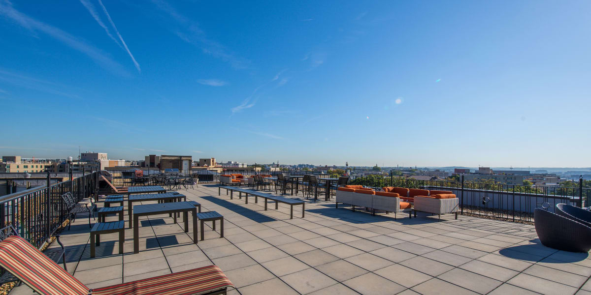 Amazing rooftop patio where residents can hang out and enjoy the sunsets at Dorchester House in Washington, District of Columbia