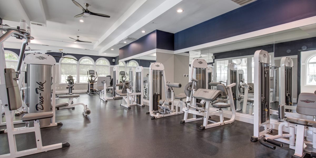 Modern fitness center at The Residences at Waterstone in Pikesville, Maryland