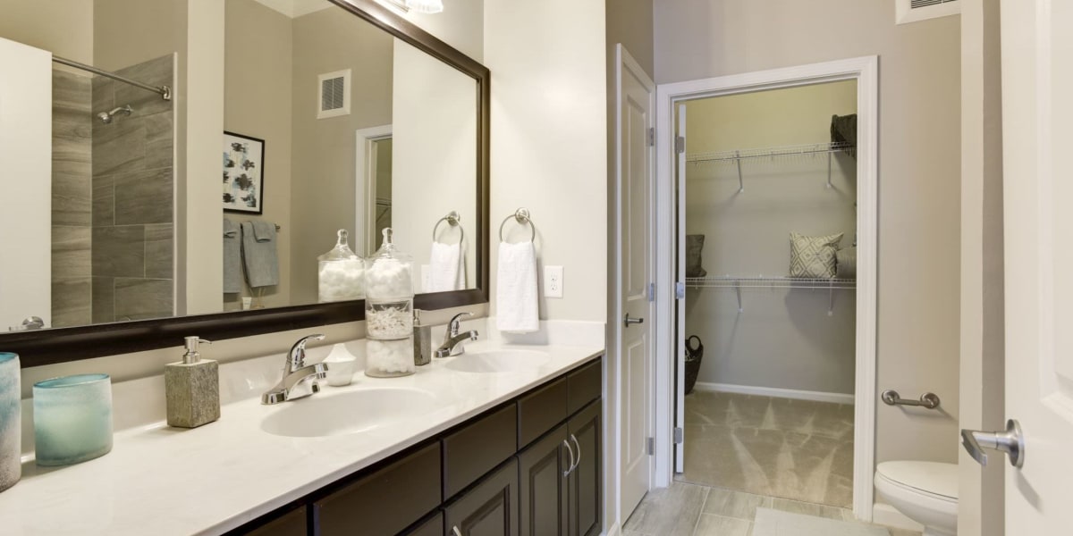 Large vanity and large closet in an apartment at Echelon at Odenton in Odenton, Maryland