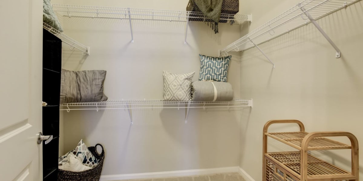 Spacious closet in an apartment at Echelon at Odenton in Odenton, Maryland