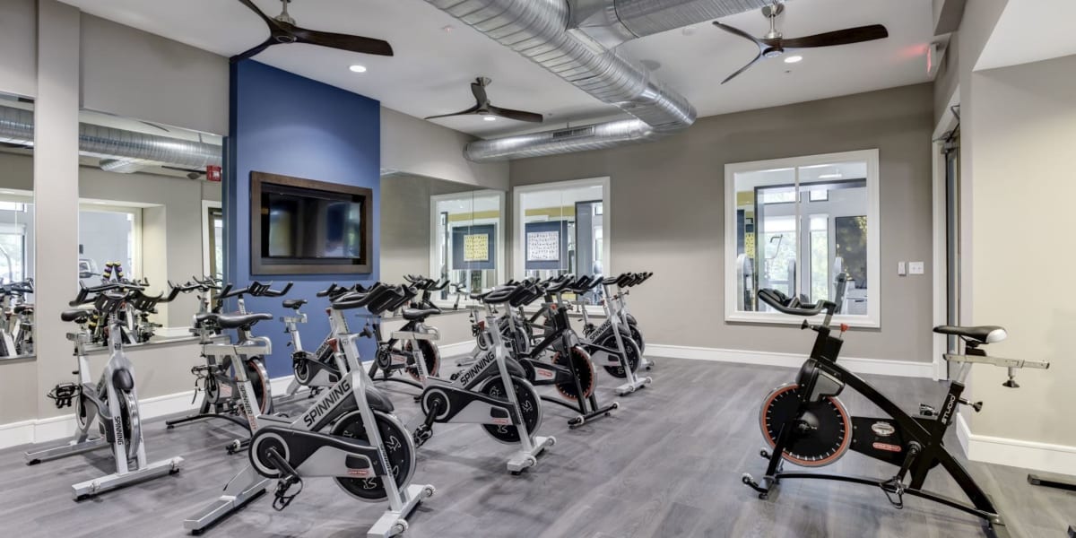Fitness center with stair-master and other modern equipment at Echelon at Odenton in Odenton, Maryland