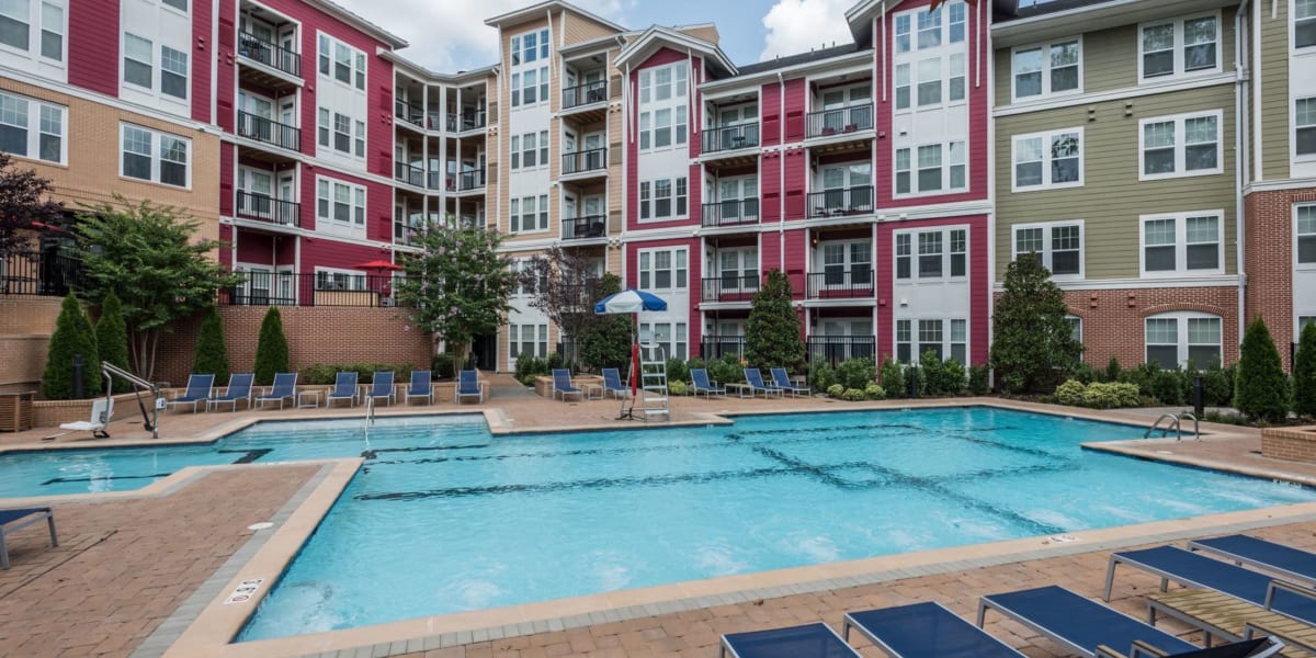 Outdoor community pool at Echelon at Odenton in Odenton, Maryland