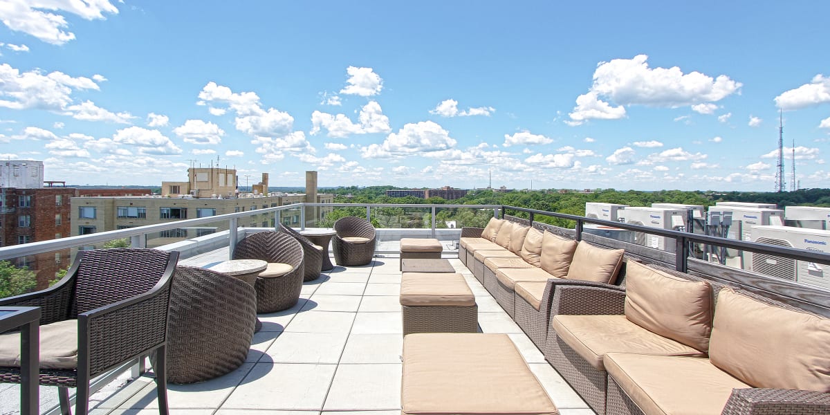 Rooftop gathering space at Adams View in Washington, District of Columbia