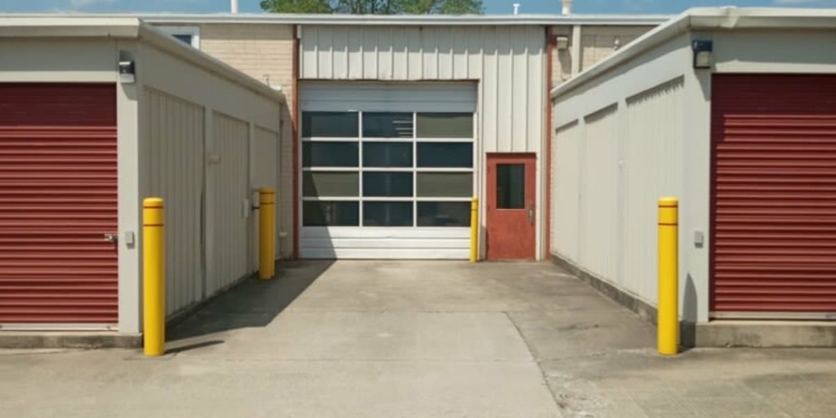 parking space and door inside at AAA Self Storage at Battleground Rd in Greensboro, North Carolina