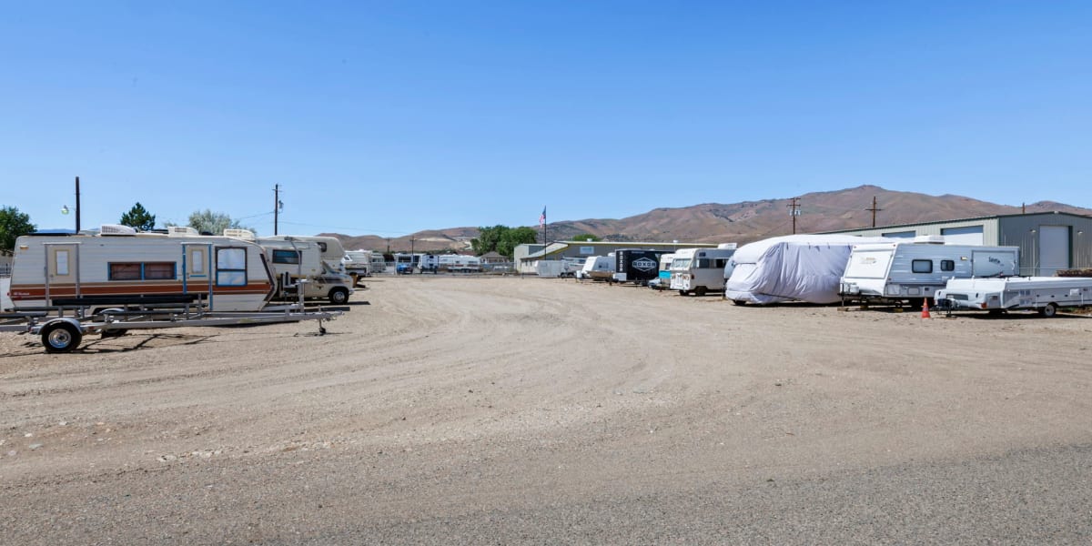 rvs parked outside at Comstock RV Park and Storage in Mound House, Nevada