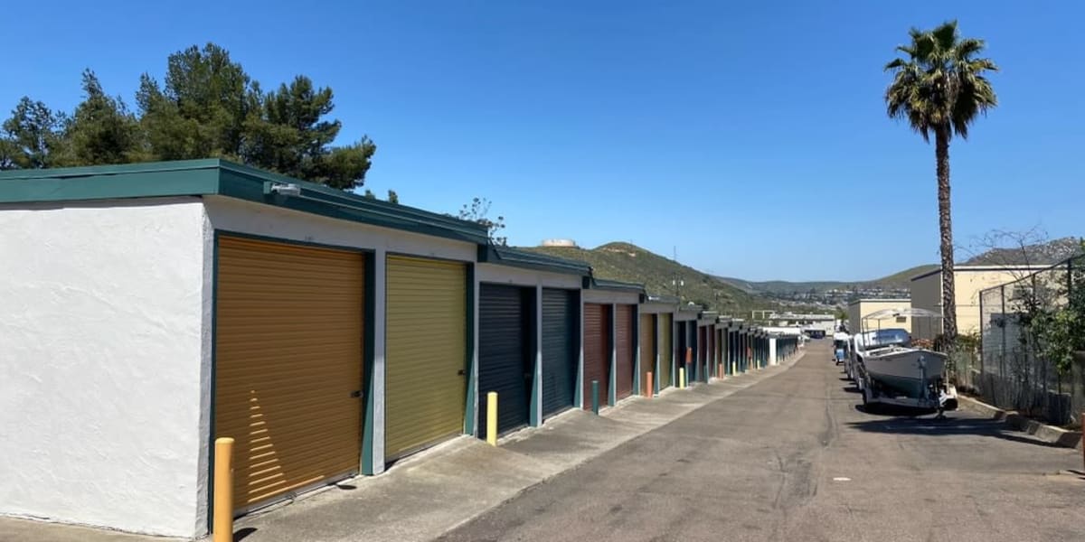 Colorful doors on outdoor units at Storage Oasis in Santee, California