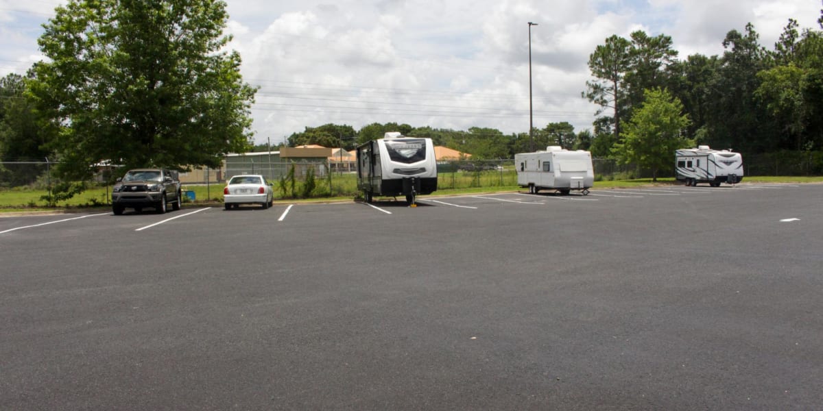 RVs parked at Avid Storage in Crestview, Florida