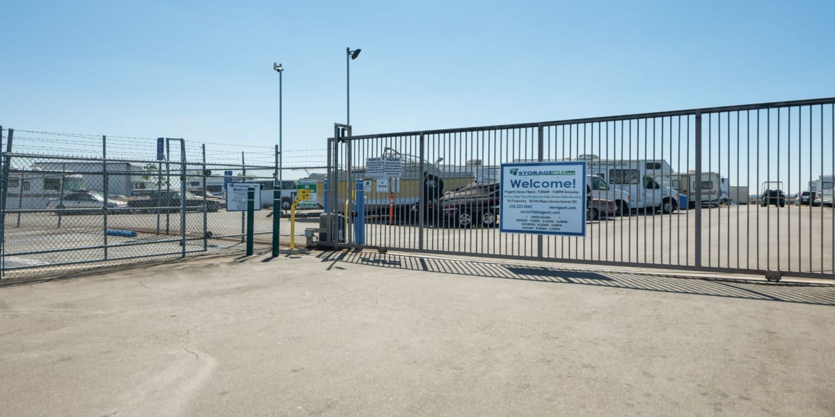 Front gate at Storage Etc Carson in Carson, California