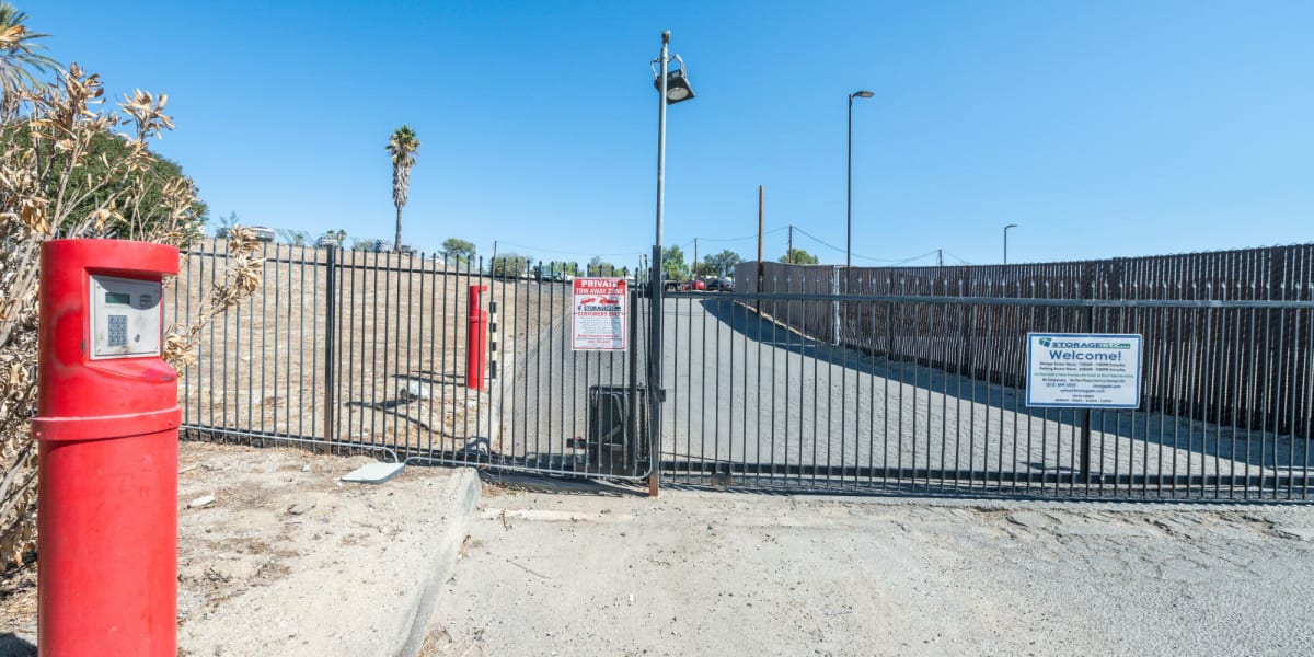 Security gate at the Storage Facility at Storage Etc Sylmar in Sylmar, California