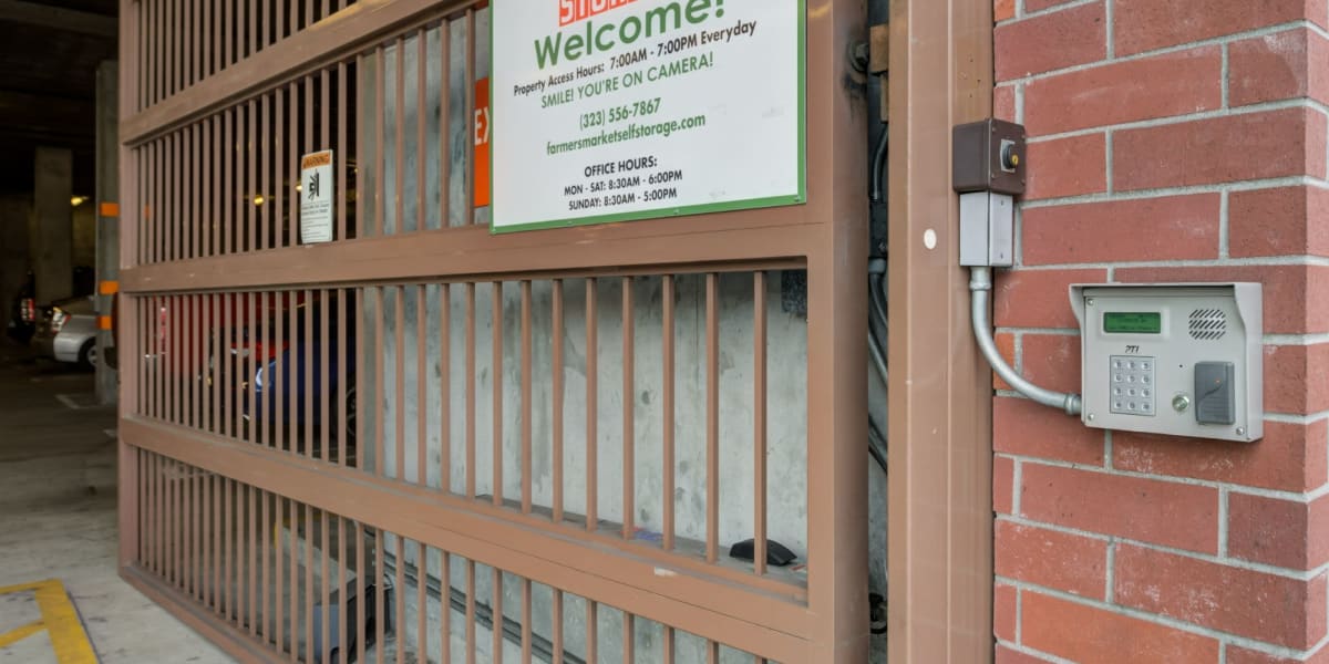 Electronic keypad security at Farmers Market Self Storage in Los Angeles, California