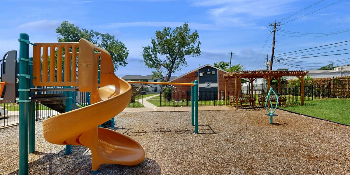 Big slide at the resident park at Bella Vista in Austin, Texas