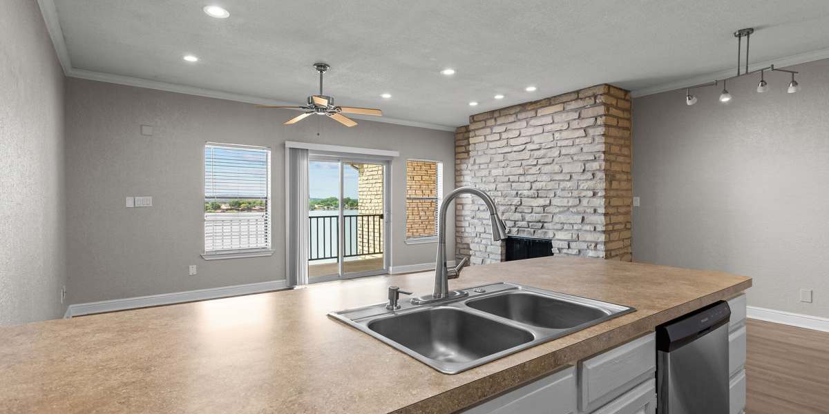 Kitchen sink and counter at Towne Square Condos at The Lodge in Granbury, Texas