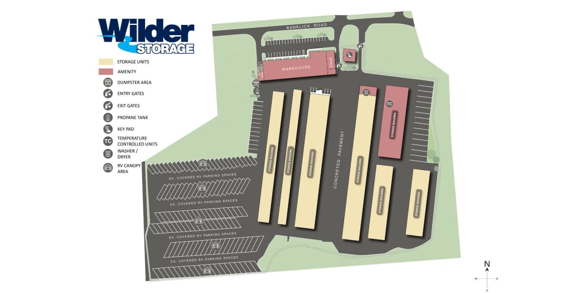 Site map of Wilder Storage in Wilder, Kentucky