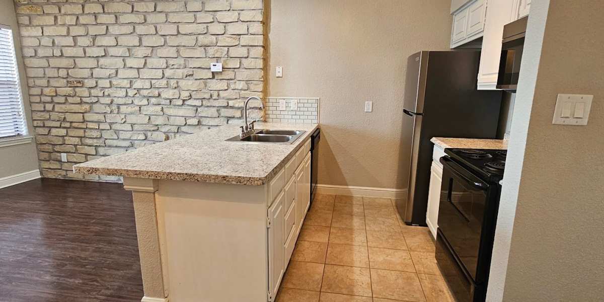 Hallway apartment kitchen at Towne Square Condos at The Lodge in Granbury, Texas