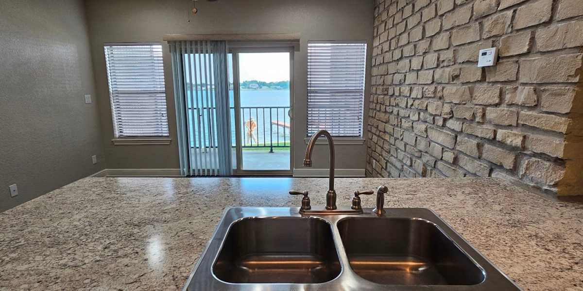 Kitchen sink at Towne Square Condos at The Lodge in Granbury, Texas