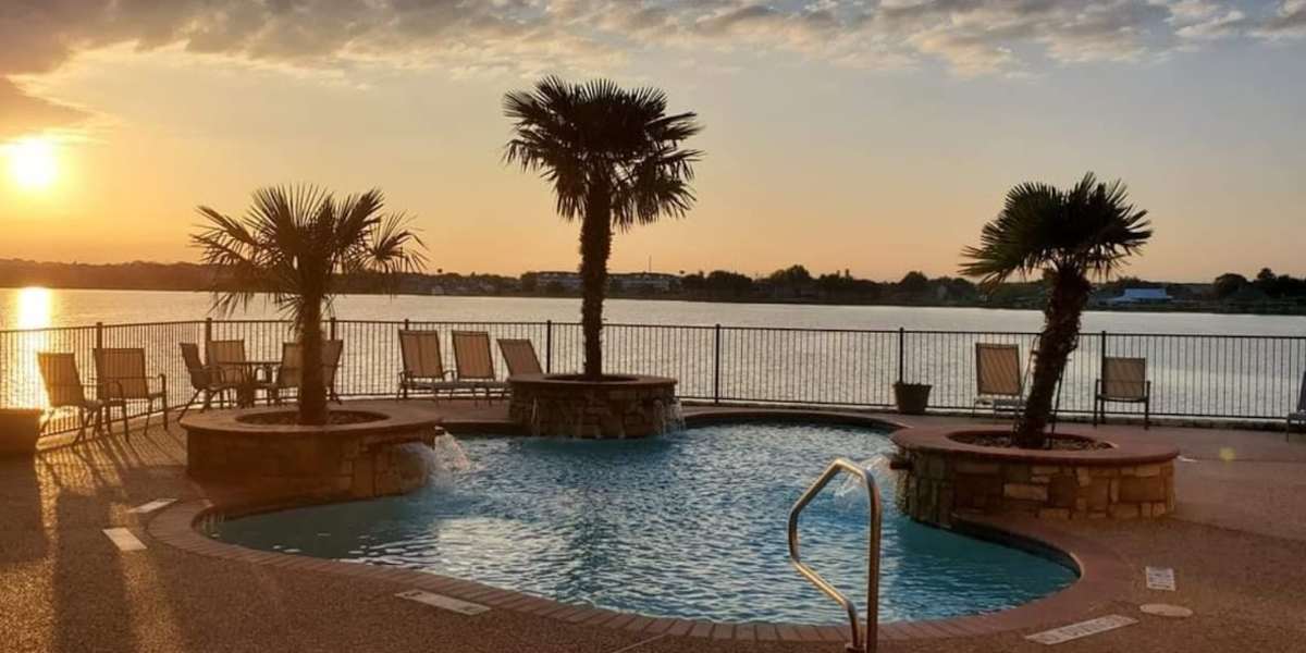 waterside pool at Towne Square Condos at The Lodge in Granbury, Texas