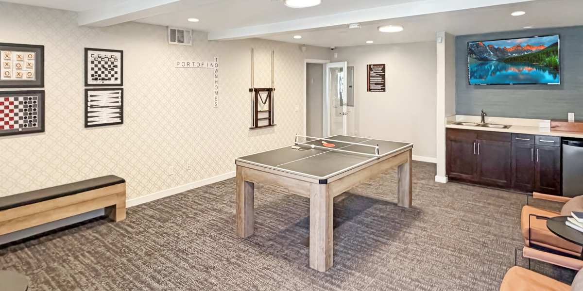 Community Recration Room with ping pong at Portofino Townhomes in Wilmington, California