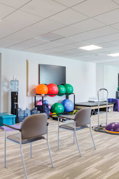 Community gym with chairs set up for a class at Quail Park at Morrison Ranch in Gilbert, Arizona