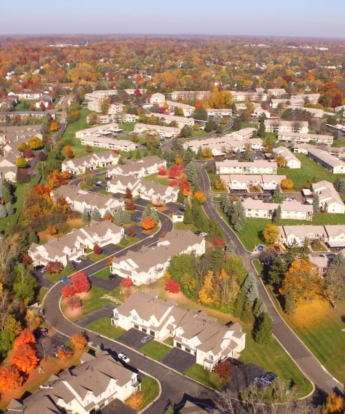 Aerial view of Farmington Hills in the fall