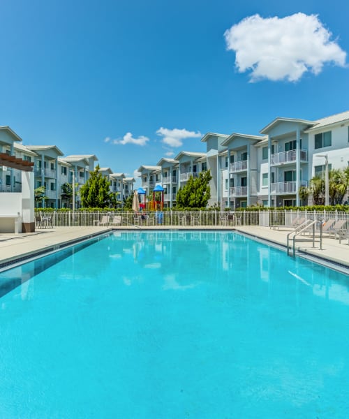 Large restore style swimming pool at Palm Beach Preserve in West Palm Beach, Florida