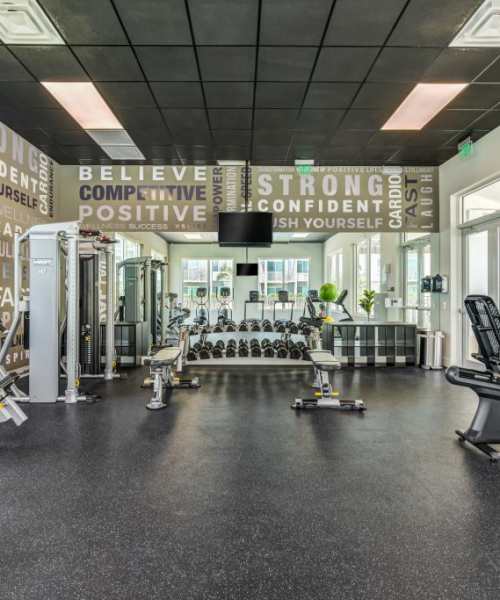 Fitness center with television at Palm Beach Preserve in West Palm Beach, Florida