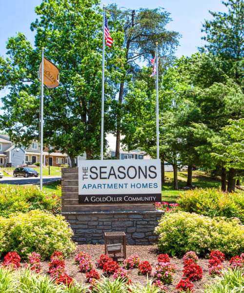 Community sign at The Seasons Apartments in Laurel, Maryland