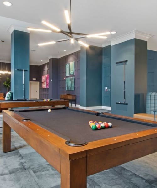 Billiards table in clubhouse at Tribeca at Camp Springs in Camp Springs, Maryland