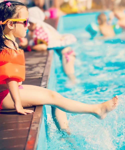Kids in swimming pool at Alderwood in Ukiah, California