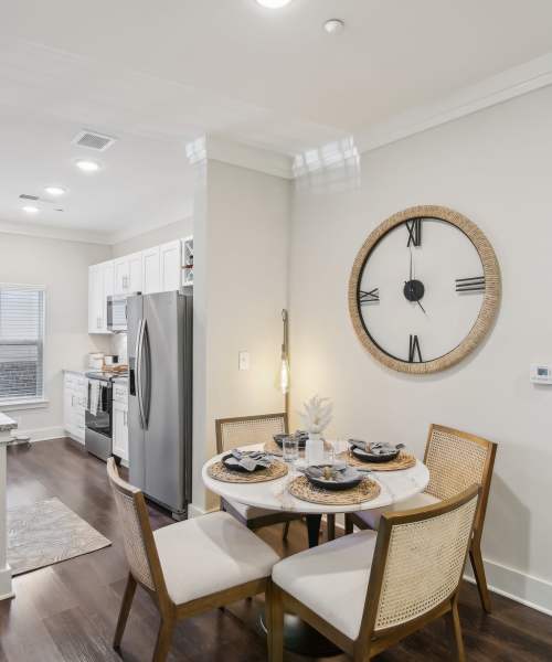 Dining room in a model apartment at Somerset in McDonough, Georgia