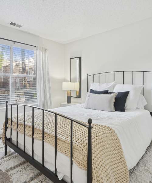 Modern bedroom and rug at Coventry Green in Goose Creek, South Carolina
