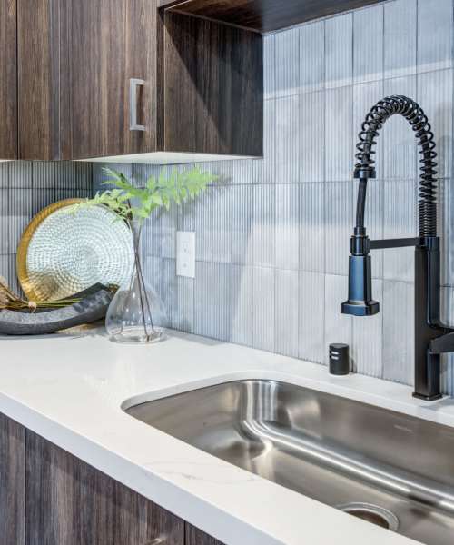 Kitchen area at Aurora at Green Valley in Fairfield, California