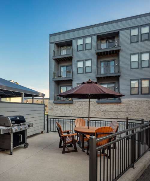 BBQ area at Hoff Mall and Hoff Apartments in Mount Horeb, Wisconsin