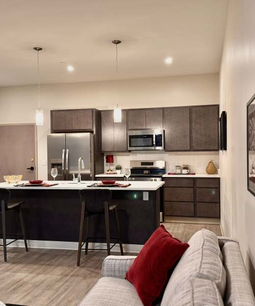 Modern kitchen at The Maxx and The Alexandra in Pittsburgh, Pennsylvania