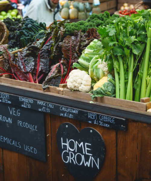 Fresh leafy vegetables in a market near Barley Square Apartments in Reading, Pennsylvania
