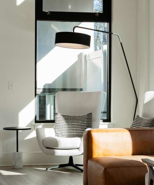 Lounge corner at 5 Row in Charlottesville, Virginia