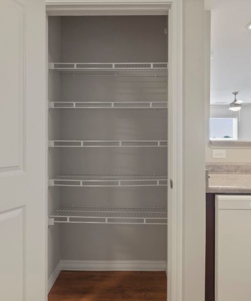 Spacious wire shelving in closet at Atcheson Place Lofts in Columbus, Ohio