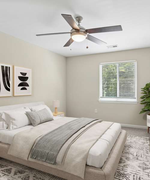 Comfortable bedroom at Vesta Bouldercrest in Atlanta, Georgia