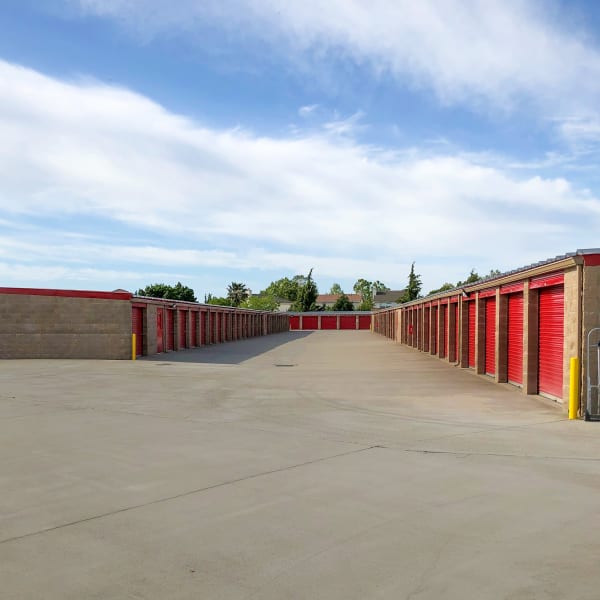 Variety of sizes of outdoor units at StorQuest Self Storage in Elk Grove, California