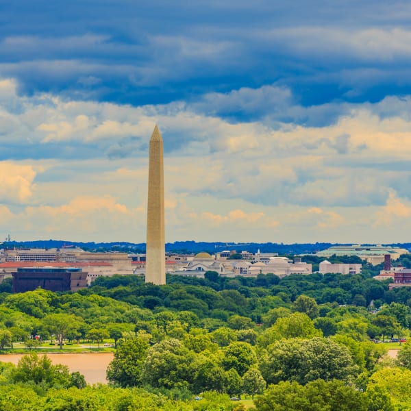 View of the National Monument from a distance near The Bixby in Washington, District of Columbia