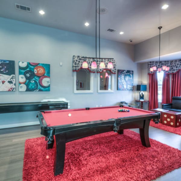 Billiard table in game room at Avenues at Shadow Creek Ranch in Pearland, Texas