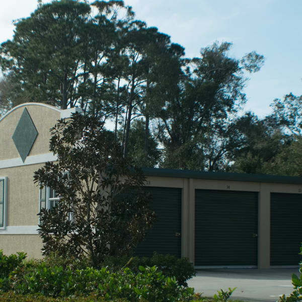 Exterior view of storage units at Best American Storage in Ormond Beach, Florida