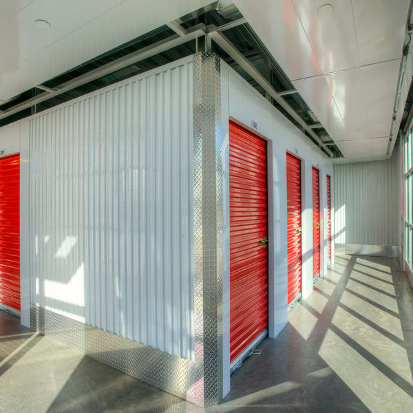 Interior units with bright doors at StorQuest Self Storage in Phoenix, Arizona