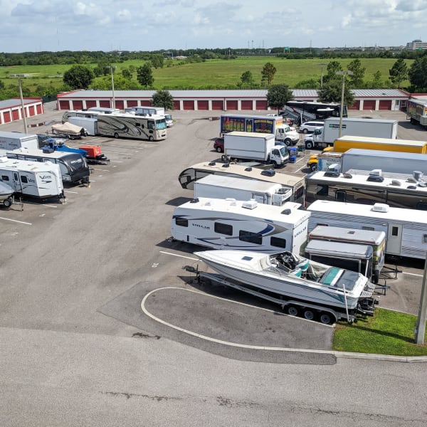 RV and boat parking at StorQuest RV & Boat Storage in Littleton, Colorado