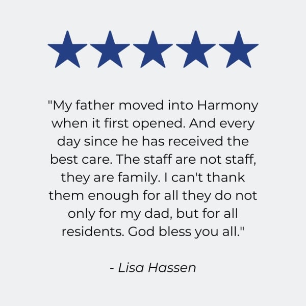 Testimonial for Harmony at West Shore