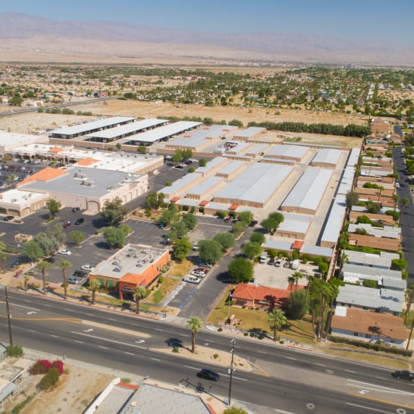 Aerial view of the units at StorQuest Self Storage in Cathedral City, California