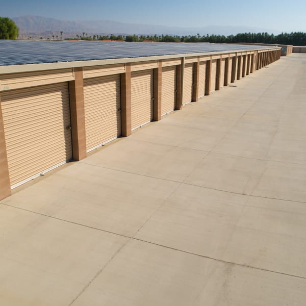 Tan doors on outdoor units at StorQuest Self Storage in Cathedral City, California